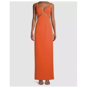 Aidan Mattox Orange Cutout Gown